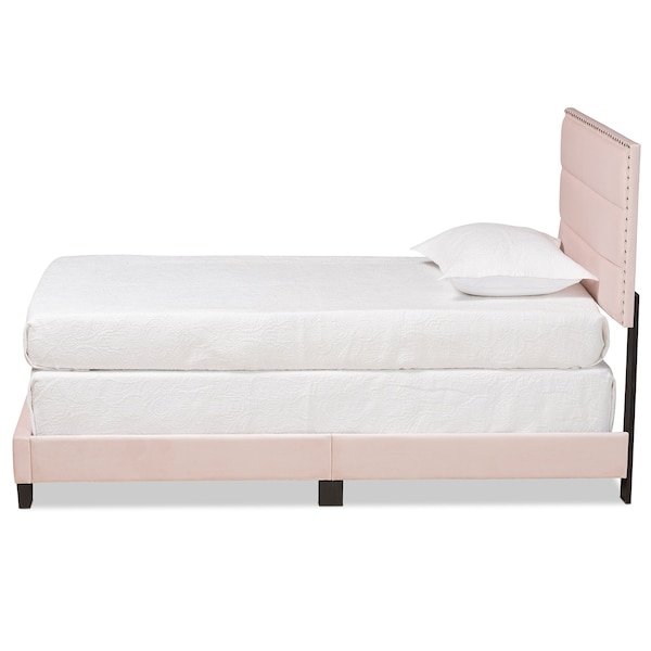 Tamira Modern And Contemporary Glam Light Pink Velvet Fabric Twin Size Panel Bed